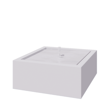 Fântână din aluminiu - Lyra - 120 x 120 x 40 cm - RAL9010 mat (alb) - Cu iluminare LED