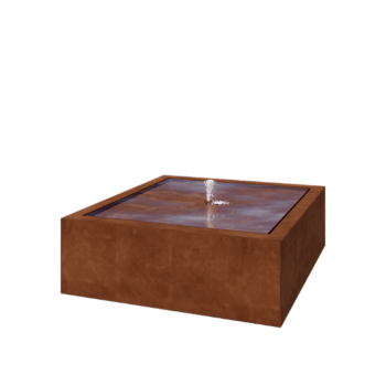 Fântână din oțel corten - Lyra - 120 x 120 x 40 cm - Cu iluminare LED