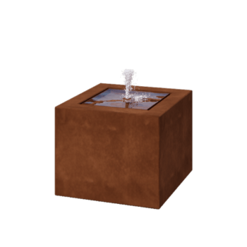 Fântână din oțel corten - Lyra - 50 x 50 x 40 cm - Cu iluminare LED