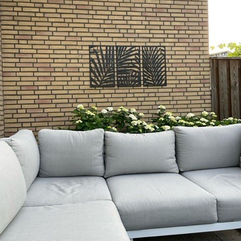Decor de perete din metal Ferigi 3 părți