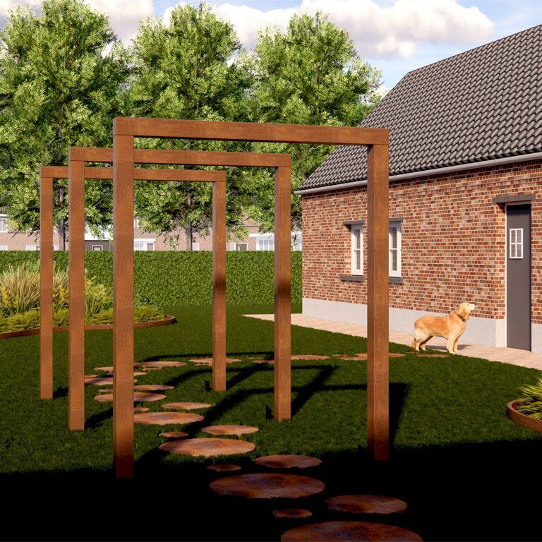 Pergolă din oțel corten formă dreaptă 250 cm