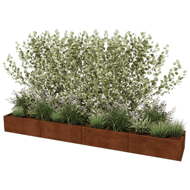 Jardinieră din oțel corten Texas xxl 320 x 50 cm
