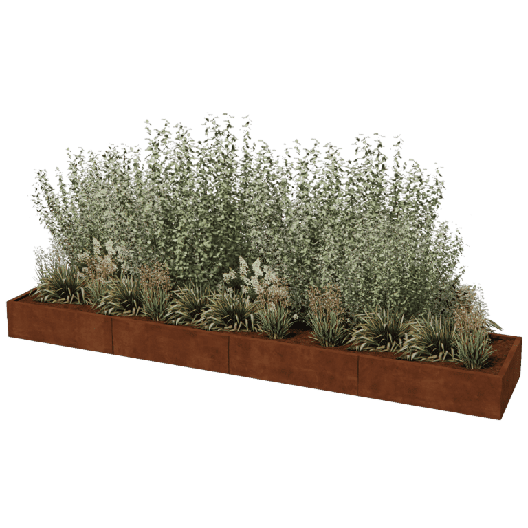 Jardinieră din oțel corten Texas xxl 400 x 80 cm
