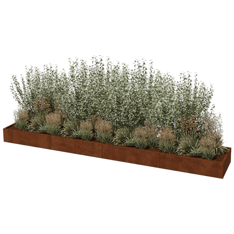 Jardinieră din oțel corten Texas xxl 480 x 80 cm