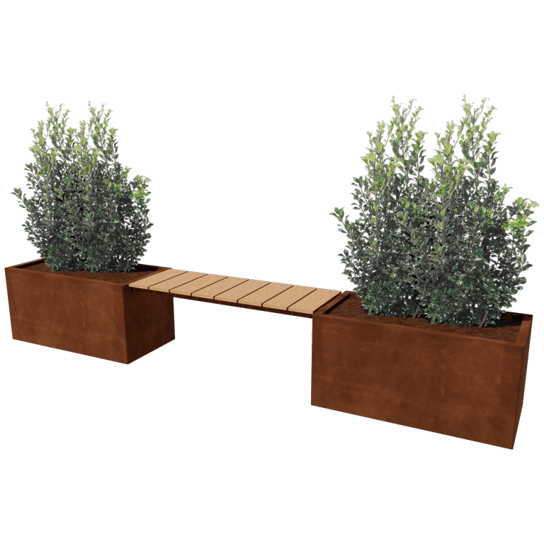 Bancă cu jardiniere din oțel corten Vegas Texas