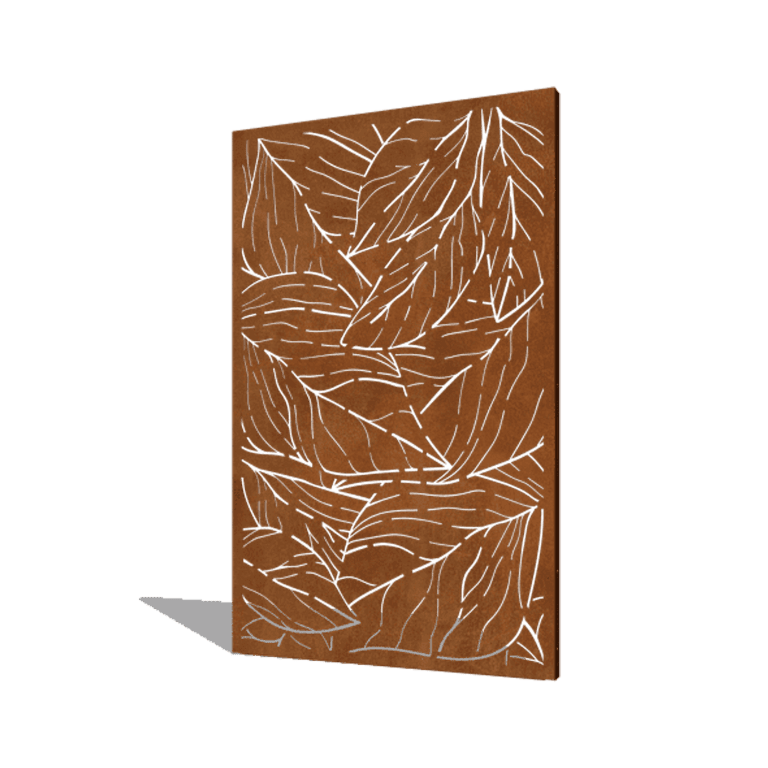 Panou de grădină din oțel corten frunze 120 x 6 x 190 cm