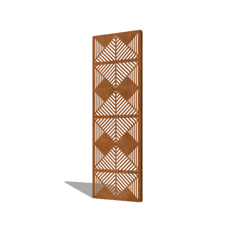 Panou de grădină din oțel corten linii compoziție 3 60 x 6 x 190 cm
