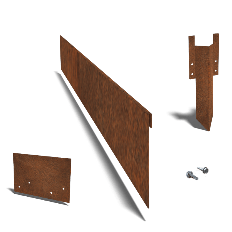 Separator de gazon din oțel corten formă aplatizată 13 cm set complet pe 15 metri