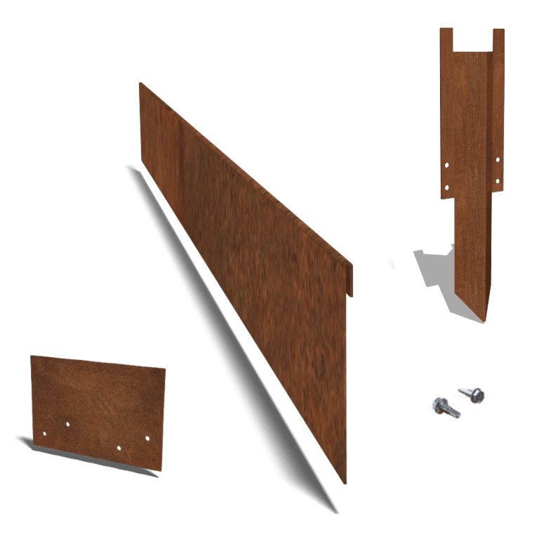 Separator de gazon din oțel corten formă aplatizată 23 cm set complet pe 15 metri