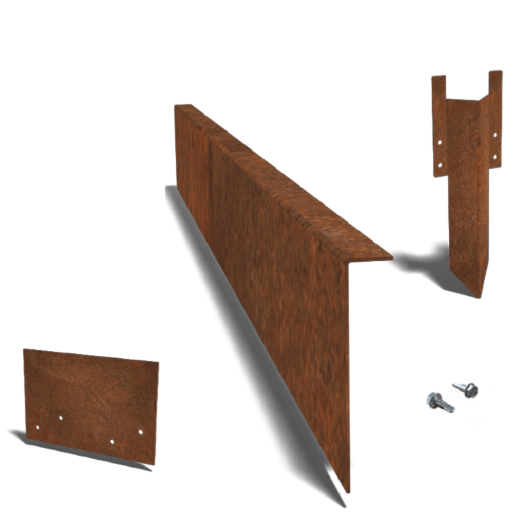 Separator de gazon din oțel corten în unghi Set complet de 12 cm pe 24 de metri