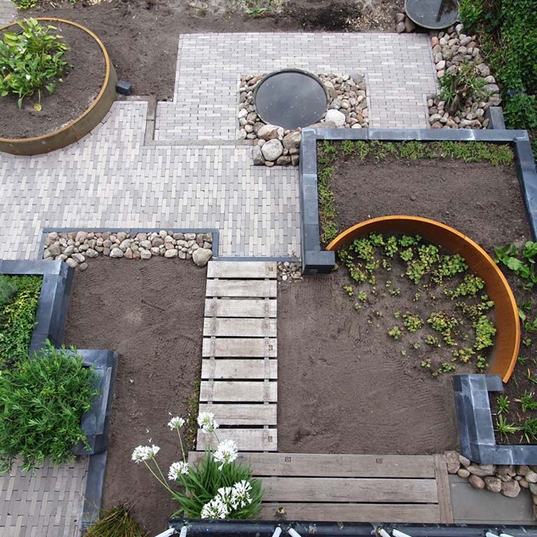 Zid de sprijin din oțel corten - Curbă exterioară - 100 x 100 x 40 cm