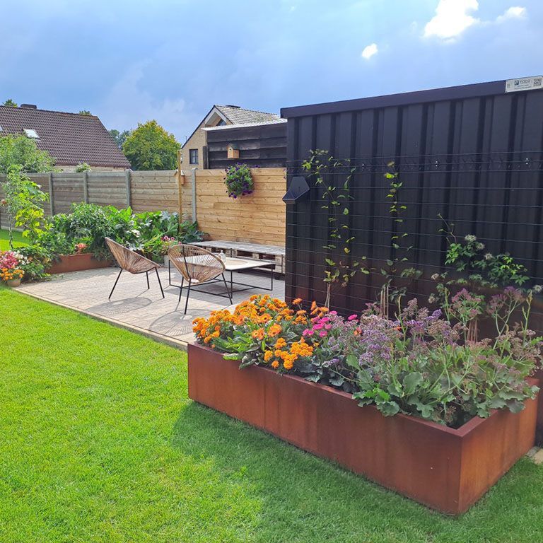 Jardinieră din oțel corten - Dreptunghiular - 200 x 100 x 40 cm - Sudat - Fără placă de bază