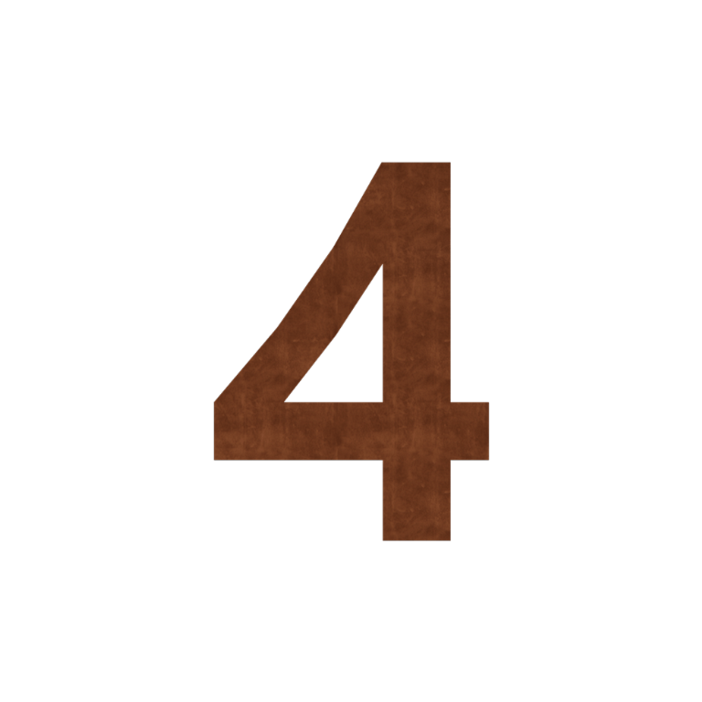 Număr de casă din oțel corten 4 - 11,7 x 15 cm