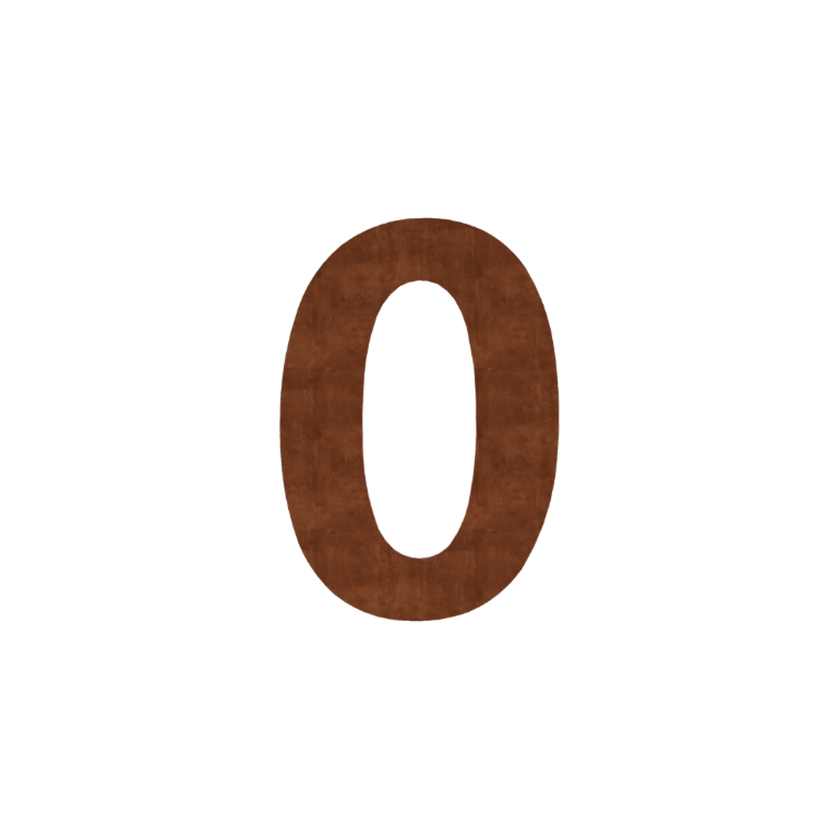 Număr de casă din oțel corten 0 - 10,4 x 15 cm - Autoadeziv