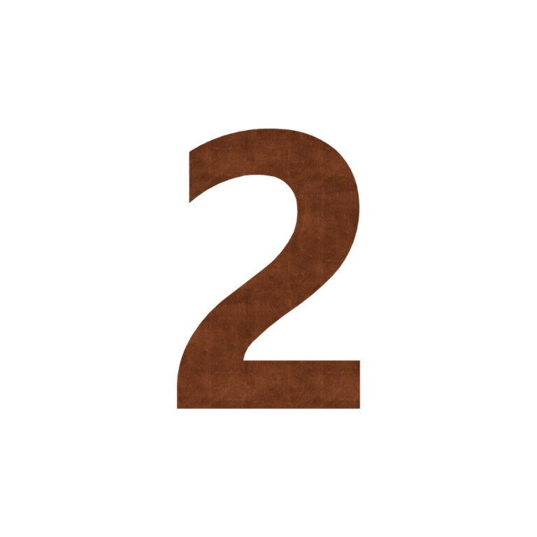 Număr de casă din oțel corten 2 - 9,8 x 15 cm - Autoadeziv