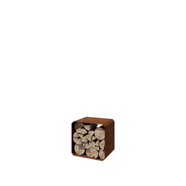 Suport pentru lemne din oțel corten - Colorado 1 bucată - 40 x 40 x 40 cm