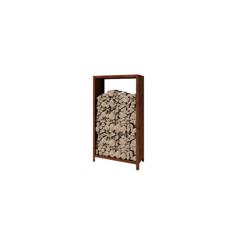 Suport pentru lemne din oțel corten - Indiana - 100 x 40 x 180 cm