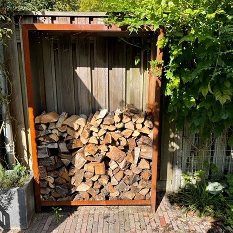 Suport din oțel corten pentru lemne Indiana 180 x 120 x 40 cm