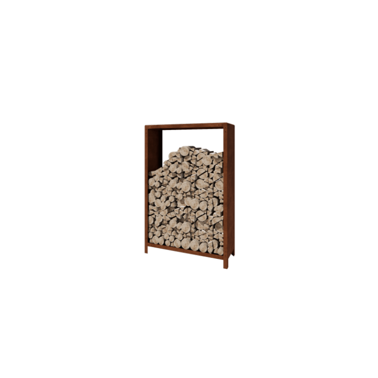 Suport din oțel corten pentru lemne Indiana 180 x 120 x 40 cm
