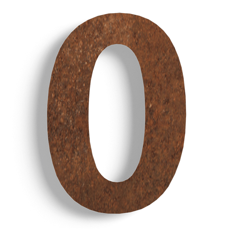 Număr de casă din oțel corten 0 - 15 cm