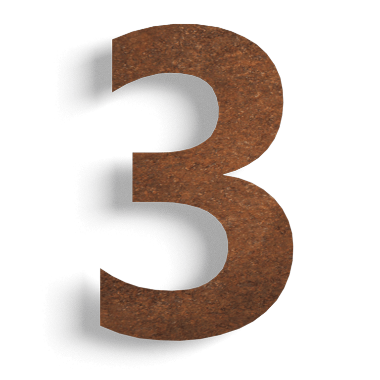Număr de casă din oțel corten 3 - 80 cm