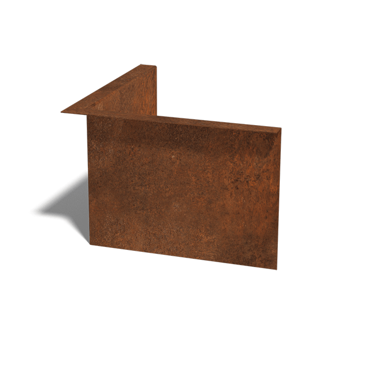 Separator de gazon din oțel corten în unghi 22 cm colț interior