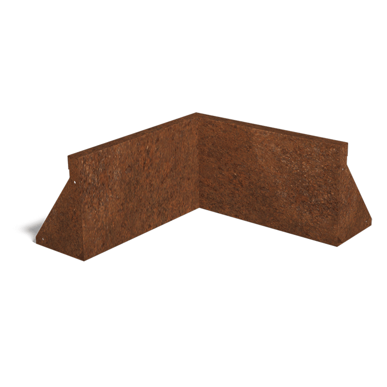 Perete de susținere din oțel corten colț interior 50 x 50 cm (înălțime 30 cm)