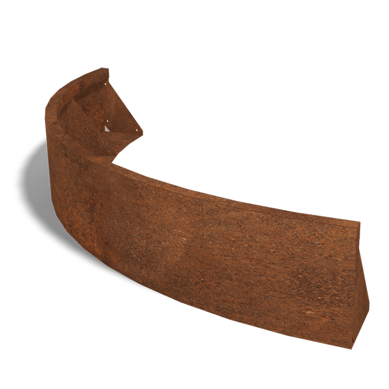 Perete de susținere din oțel corten curbă exterioară 150 x 150 cm (înălțime 30 cm)