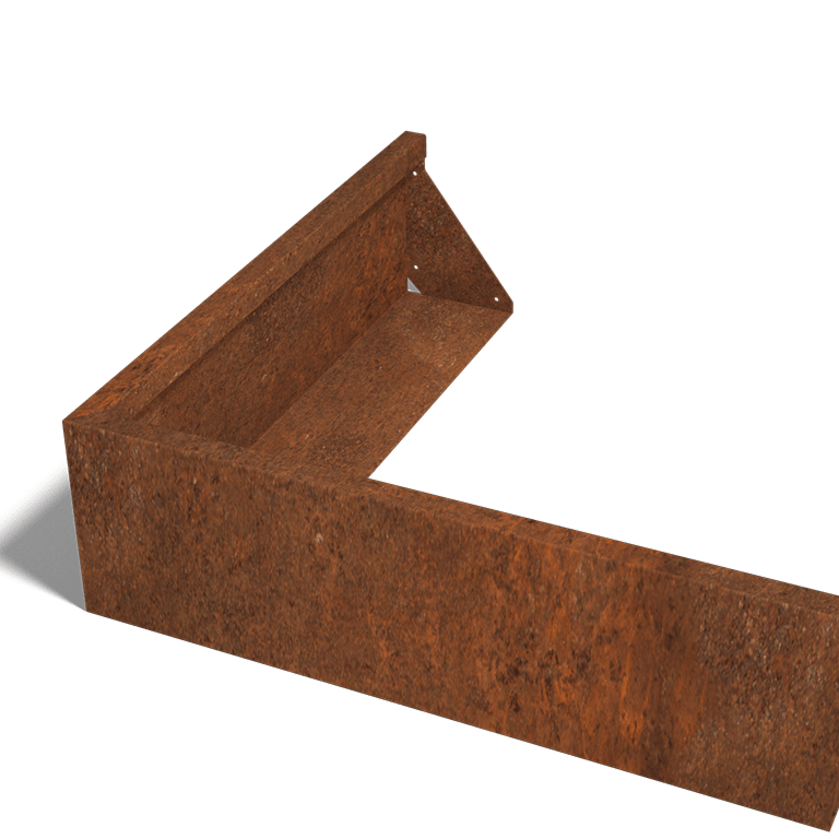 Perete de susținere din oțel corten colț exterior 100 x 100 cm (înălțime 30 cm)