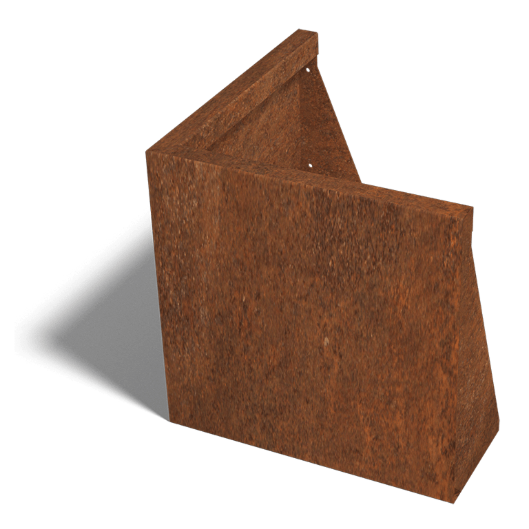 Perete de susținere din oțel corten colț exterior 50 x 50 cm (înălțime 50 cm)