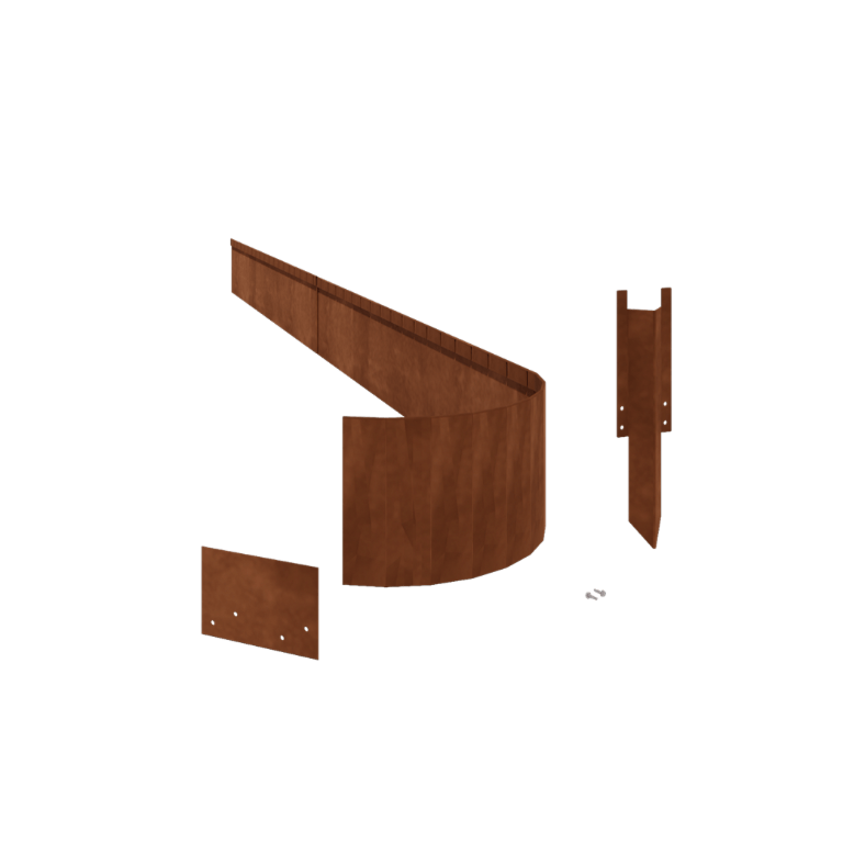 Separator de gazon din oțel corten formă aplatizată FLEX 23 cm set complet pe 24 de metri