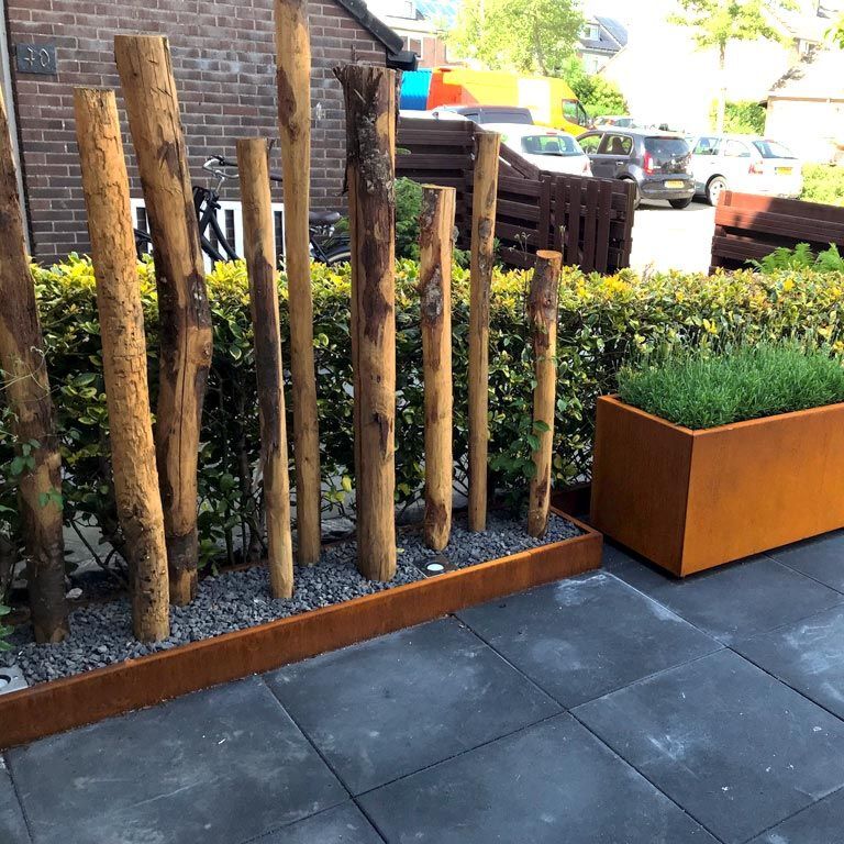 Separator de gazon din oțel corten în unghi 22 cm (lungime 150 cm)