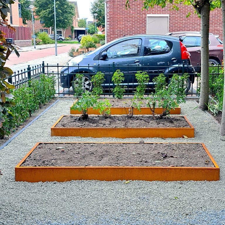 Separator de gazon din oțel corten - Îndoită - Înălțime 22 cm - 240 cm