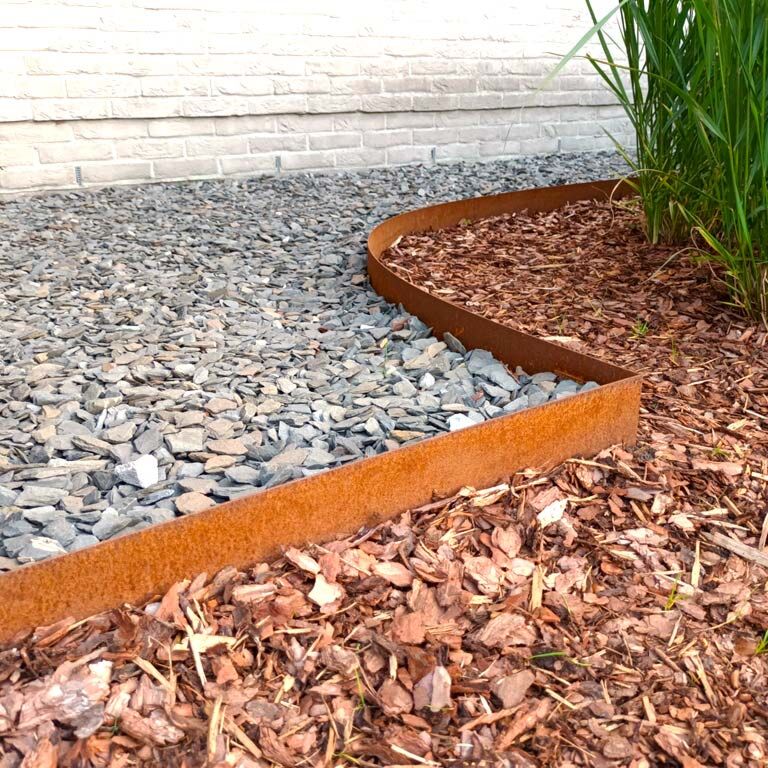 Separator de gazon din oțel corten formă dreaptă 15 cm set complet pe 15 metri
