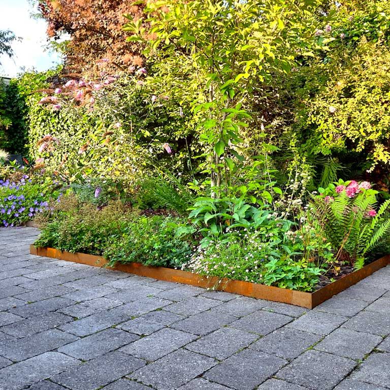 Separator de gazon din oțel corten formă dreaptă 15 cm set complet pe 15 metri