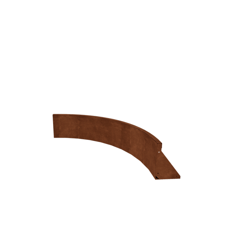 Zid de sprijin din oțel corten - Curbă interioară - 100 x 100 x 30 cm