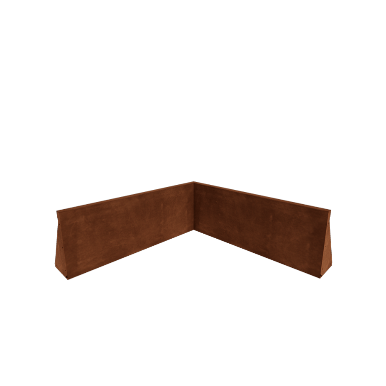 Zid de sprijin din oțel corten - Colț interior - 100 x 100 x 40 cm