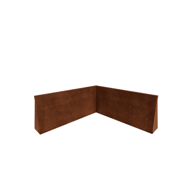 Zid de sprijin din oțel corten - Colț interior - 100 x 100 x 50 cm