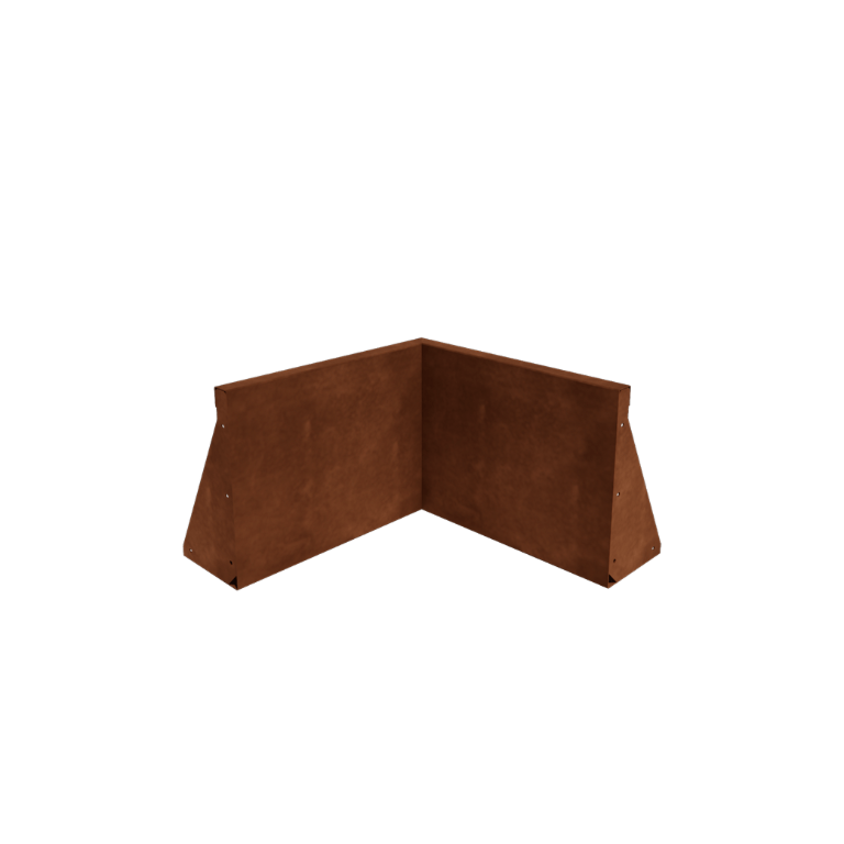 Zid de sprijin din oțel corten - Colț interior - 50 x 50 x 40 cm