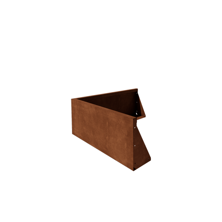 Zid de sprijin din oțel corten - Colț exterior - 100 x 100 x 40 cm