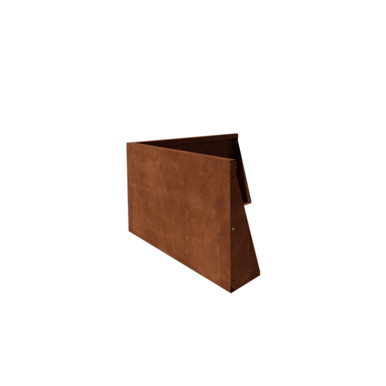 Zid de sprijin din oțel corten - Colț exterior - 100 x 100 x 60 cm
