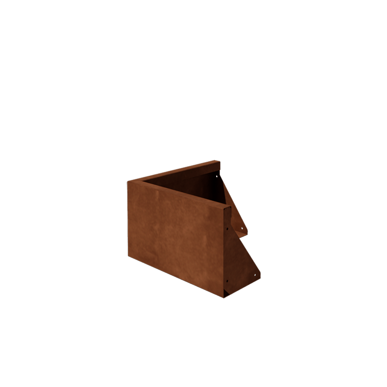 Zid de sprijin din oțel corten - Colț exterior - 50 x 50 x 30 cm