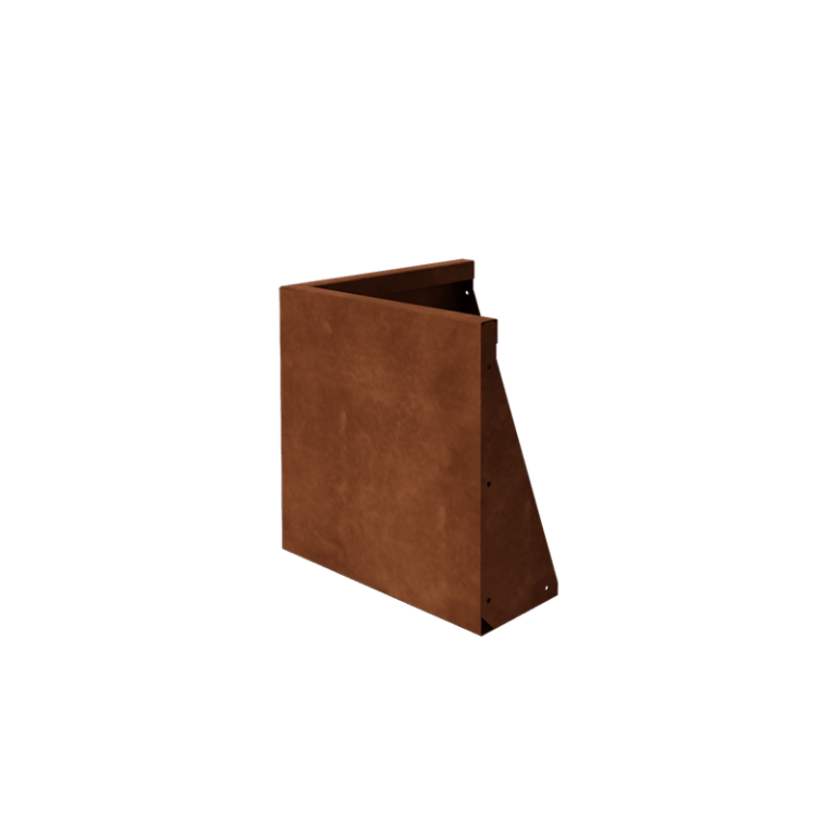 Zid de sprijin din oțel corten - Colț exterior - 50 x 50 x 50 cm