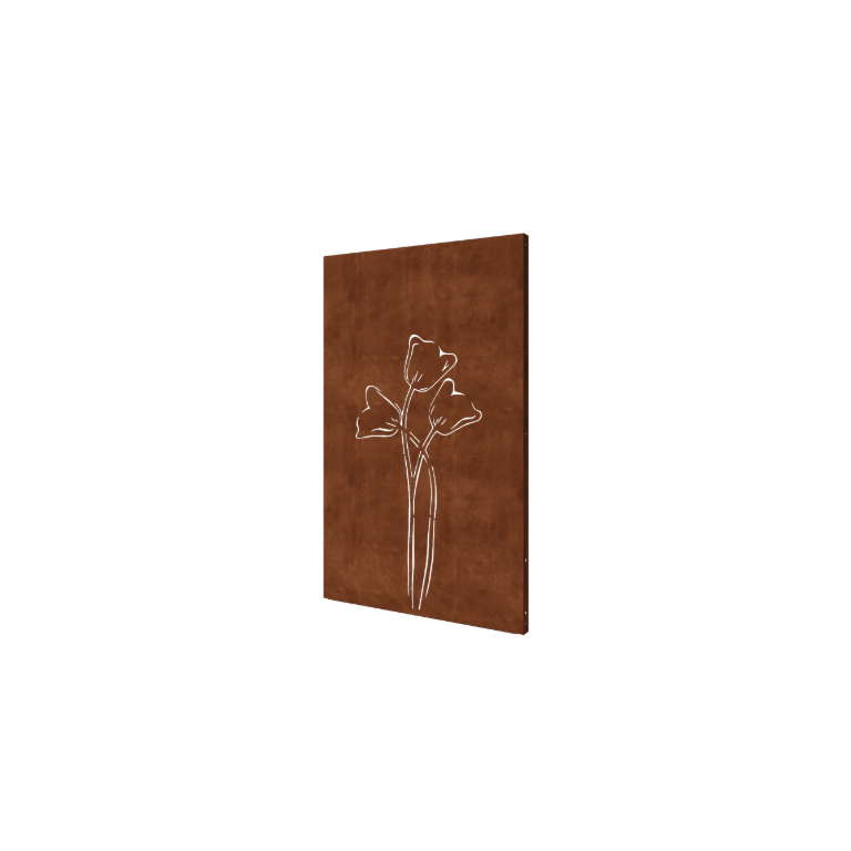 Panou de grădină din oțel corten lalea simetric 120 x 6 x 190 cm
