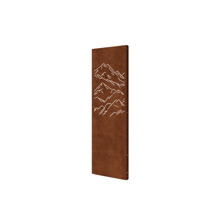 Panou decorativ din oțel corten - Munți 1 - 60 x 6 x 190 cm