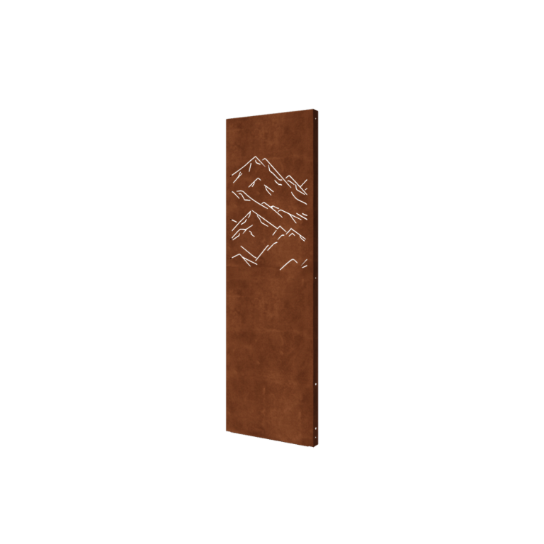 Panou de grădină din oțel corten munți compoziție 3 60 x 6 x 190 cm