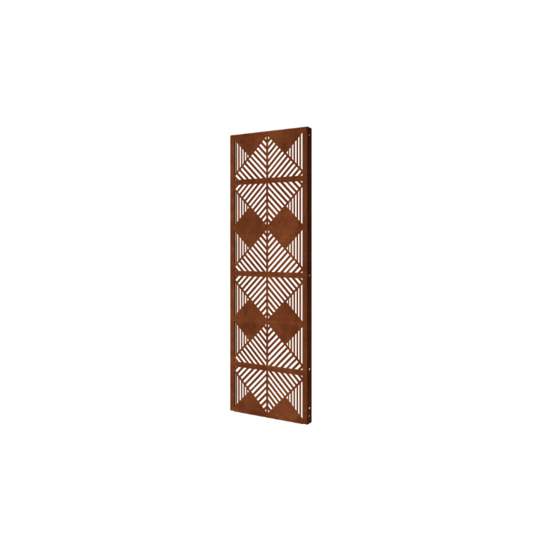 Panou de grădină din oțel corten linii compoziție 3 60 x 6 x 190 cm