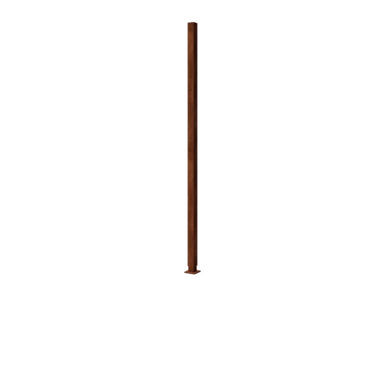 Stâlp de suport din oțel corten - Colț cu placă de bază - 190 x 6 x 6 cm