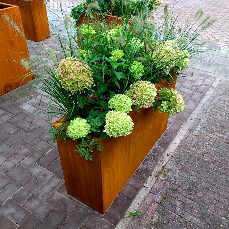 Jardinieră din oțel corten Texas 30 x 100 cm