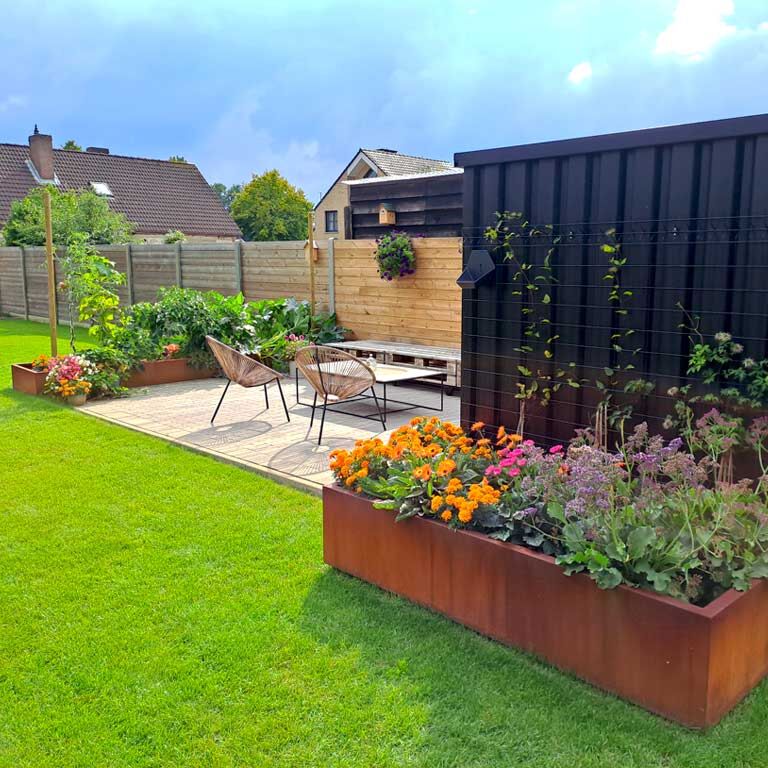 Jardinieră din oțel corten Texas xxl 400 x 80 cm